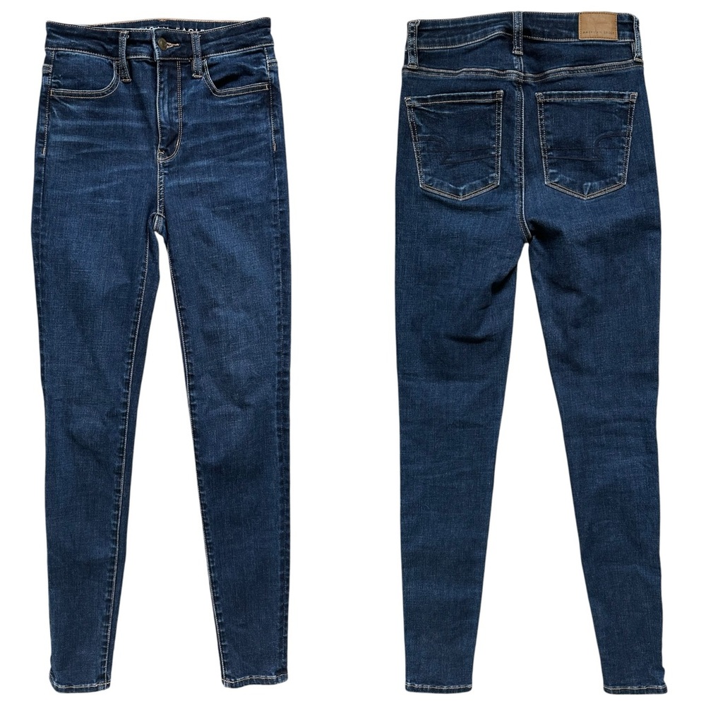 American Eagle Dark Wash Super Hi-Rise Jegging Next Level Stretch Size 0 Regular